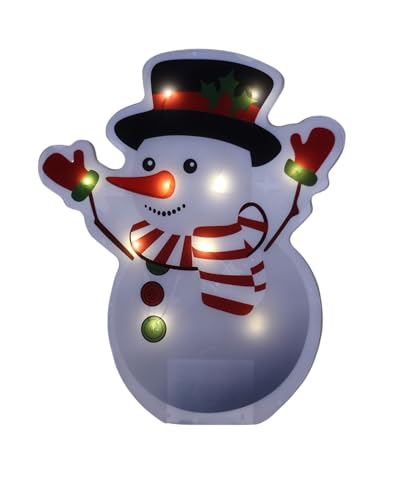 Star-Max LED Schneemann Fensteraufkleber – selbsthaftend & wiederverwendbar – mit 10 warmweißen LEDs – Timerfunktion – batteriebetrieben – Weihnachtsdeko Fenster 17×20 cm von Star-Max