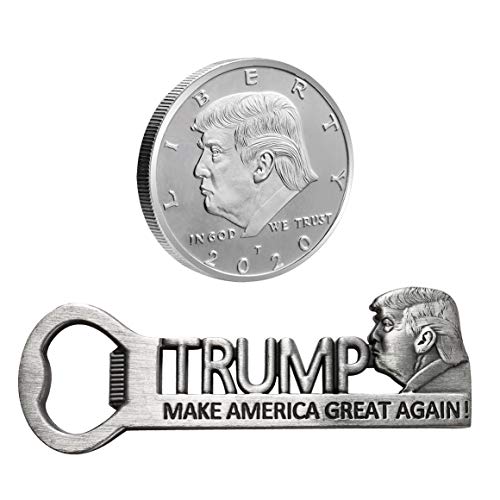 45th President Donald Trump Silbermünze 2018 und Trump-Flaschenöffner Make America Great Again! Antique Silver Opener + Silver Coin von Star Miss River