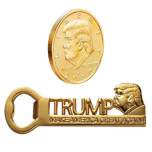 Donald Trump 2020 Geschenke für Männer, Maga Magnetischer Flaschenöffner mit vergoldeter Sammlermünze 2020 von Star Miss River