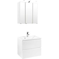Badezimmer Set mit Waschtisch und Spiegelschrank Weiß Hochglanz (zweiteilig) von Star Möbel