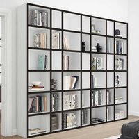 Bücherwand Regal modern in Weiß und Schwarzbraun 222 cm hoch von Star Möbel