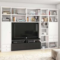 Design TV Regal in Weiß und Eiche Schwarz Braun modern von Star Möbel