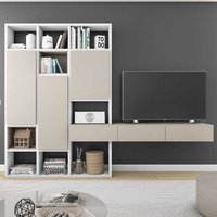 Design TV Wand mit Türen Weiß und Beige von Star Möbel