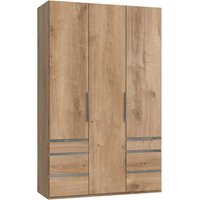 Drehtürschrank 150 cm breit in Plankeneiche NB sechs Schubladen von Star Möbel