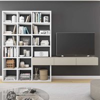 Fernseher Hängeelement mit Regal Weiß und Beige von Star Möbel