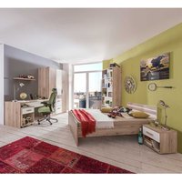 Jugendzimmer komplett Set in Eiche San Remo Weiß (siebenteilig) von Star Möbel