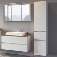 Kleines Badezimmer Set in Weiß und Wildeiche Optik Made in Germany (dreiteilig) von Star Möbel