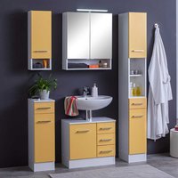 Möbel Komplettset für Badezimmer Gelb und Weiß (fünfteilig) von Star Möbel