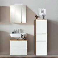Möbel für kleines Badezimmer in Wildeichefarben Weiß (dreiteilig) von Star Möbel