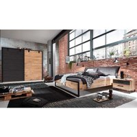 Schlafzimmer Factory Style in Plankeneiche NB Schwarzgrau (vierteilig) von Star Möbel