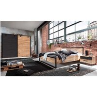 Schlafzimmer Set Industriestil in Plankeneiche Holzoptik Schwarzgrau (vierteilig) von Star Möbel