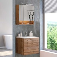Spiegelschrank und Waschtisch in Wildeichefarben Made in Germany (zweiteilig) von Star Möbel