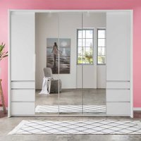 Spiegeltüren Kleiderschrank in Weiß sechs Selbsteinzug Schubladen von Star Möbel