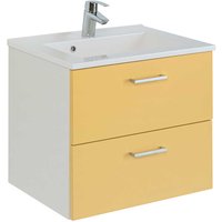 Waschbeckenschrank in Gelb und Weiß zwei Schubladen von Star Möbel