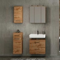 Waschraum Set Wildeiche Holzoptik Spiegelschrank inklusive (vierteilig) von Star Möbel