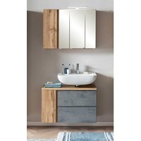 Waschtisch mit Spiegelschrank in Wildeichefarben Beton Grau (zweiteilig) von Star Möbel