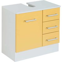 Waschtischunterschrank in Gelb und Weiß Tür und Schubladen von Star Möbel