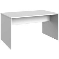 Weißer Schreibtisch mit Knieraumblende Wangen Gestell von Star Möbel