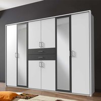 XL Kleiderschrank Schlafzimmer in Weiß und Dunkelgrau 58 cm tief von Star Möbel