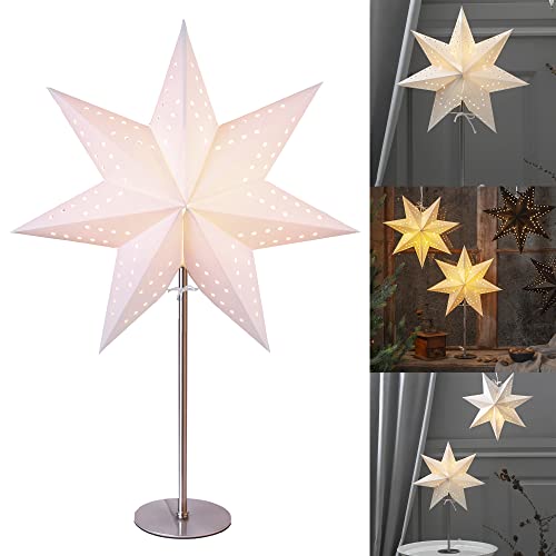 Fensterstern mit Beleuchtung | Weihnachtsdeko Fenster Beleuchtet| Weihnachtsdeko Innen | Papierstern beleuchtet | Weihnachtslampe| Weihnachtsstern beleuchtet stehend | Standleuchte Stern Weihnachten von Star