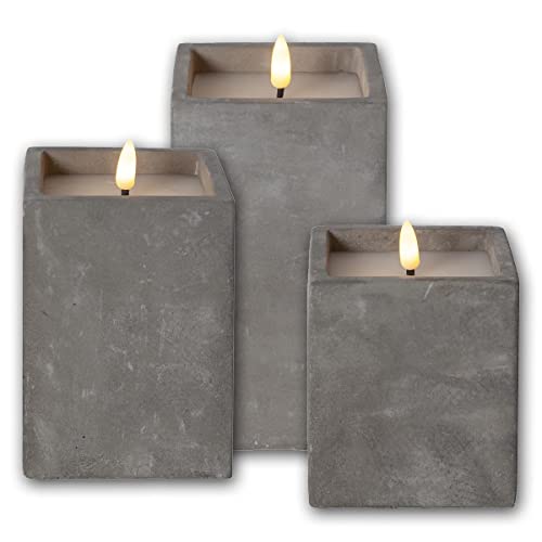 3er Set LED Stumpenkerzen "Beton Quader" mit Timer, verschiedene Höhen, quadratisch, batteriebetrieben, Beton-Optik, Flackereffekt 3er Set LED Stumpenkerzen "Beton Quader" mit Timer, verschiedene Höhen, quadratisch, batteriebetrieben, Beton-Optik, Flackereffekt von Star