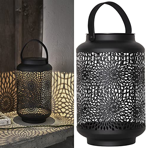 Star Trading LED SOLAR LATERNE MANDALA 30CM SCHWARZ - Metall Solarlampe - Wasserfest Timerfunktion Dämmerungssensor Outdoor Leuchte von Star