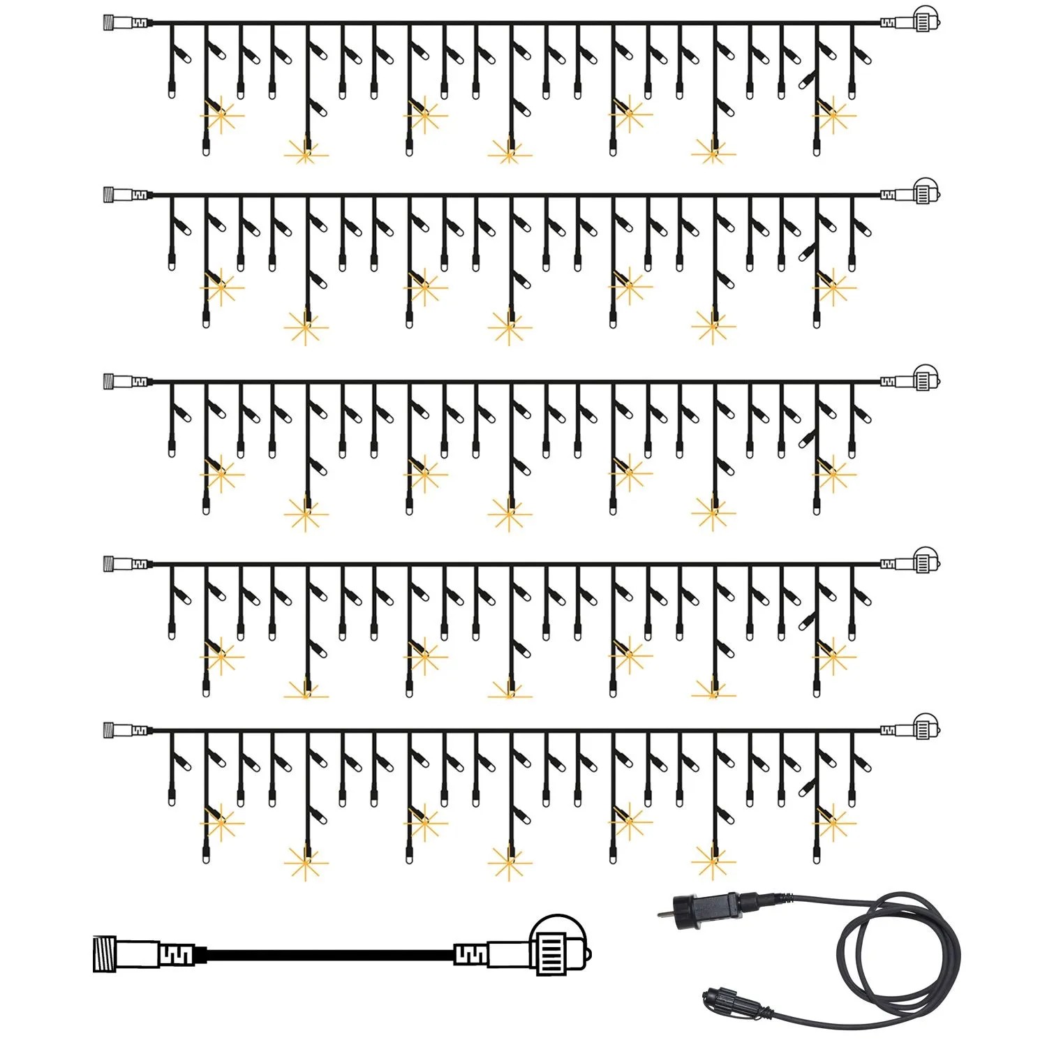 Star Trading SYSTEM 24 KOMPLETT SET 15m LED Lichtervorhang Eisregen Icicle Flash F Dachrinne von Star Trading