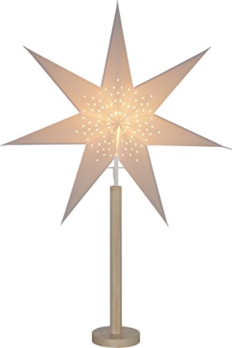 Stehlampe Weihnachtsstern Elice von Star Trading, 3D Papierstern Weihnachten mit Holz-Fuß in Natur, Dekostern Stehleuchte mit Kabelschalter, E14, Höhe: 85 cm von Star