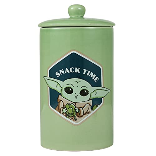 Star Wars for Pets The Mandalorian Snack Time Leckerli-Glas für Hunde, 10 x 5 cm, Keramik, mit Deckel, spülmaschinenfest, Baby Yoda Green Hundefutter-Aufbewahrungsbehälter | Baby Yoda Leckerli-Glas von Marvel