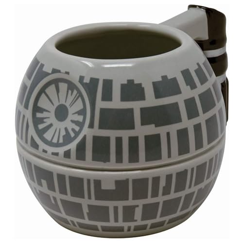 Star Wars 3D Tasse Todesstern grau, bedruckt, 100% Keramik, Fassungsvermögen ca. 450 ml. von Star Wars