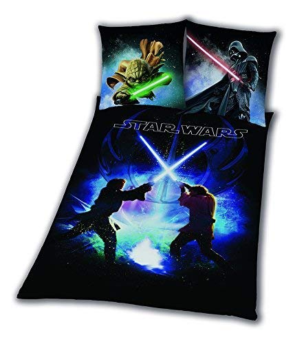 Star Wars 8 Bettwäsche glatt Schwertkampf Rey Finn Tico Yoda 135 x 200 NEU Wow - All-In-One-Outlet-24 - von Star Wars