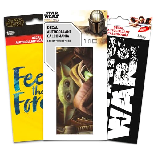 Star Wars Decals Set -- 3 Premium Star Wars Decal Stickers for Laptop, Car, MacBook (Yoda, Star Wars, X Wing) (Decal Set) von Star Wars