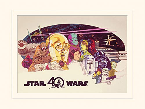 Star Wars 40. Jahrestag 'Zeichen Horizontal' montiert Drucken,30 x 40 cm von Star Wars