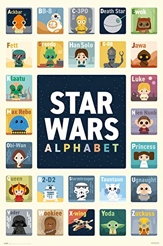 Grupo Erik Star Wars Deko - Star Wars Alphabet Poster - Kunstdruck - Deko Wohnzimmer oder Deko Schlafzimmer - Zimmer Deko - Größe : 61 x 91, 5 cm - Originales Geschenk - Offizielle Lizenz von Star Wars