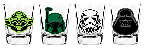 Star Wars Glass Set - 2 oz. Capacity - Set of 4 Glasses - Darth Vader, Yoda, Boba Fett, Stormtrooper Star Wars Glass Set - 2 oz. Capacity - Set of 4 Glasses - Darth Vader, Yoda, Boba Fett, Stormtrooper von Star Wars