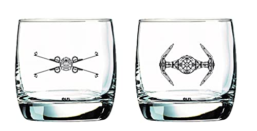 Star Wars Glass Set - X-Wing & TIE Fighter - Collectible Gift Set of 2 Glasses - 10 oz Capacity - Classic Design - Heavy Base von Star Wars