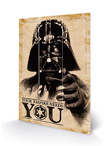 Star Wars Kunstdruck auf Holz, 29,5 x 20 cm, (Your Empire Needs You), Holzwerkstoff, Mehrfarbig, 5 x 20 x 1,2 cm von Star Wars