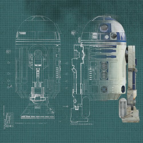 Star Wars R2-D2 Blueprint, 40 x 40 cm, Leinwanddruck, Mehrfarbig von Star Wars