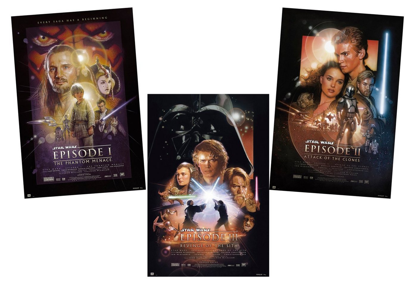 Star Wars Poster Star Wars Posterset Filmplakat Episode I - III 61 x 91,5 cm von Star Wars