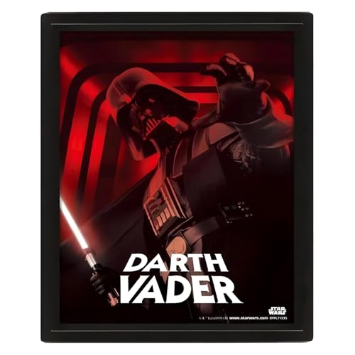Star Wars Poster in 3D (Darth Vader Design) Linsenraster-Poster im Posterrahmen, 25cm x 20cm x 1,3cm im Boxrahmen, Geschenke für Männer, Frauen, Jungen und Mädchen - Offizielles Merchandise von Star Wars