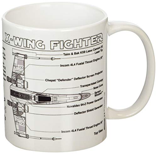 Star Wars X-Wing Fighter Sketch Unisex Tasse Standard Keramik 0,3 l Fan-Merch, Filme, 1 Stück (1er Pack) von Star Wars