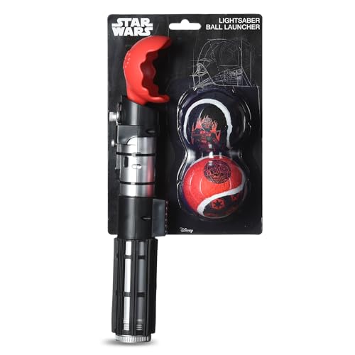 Star Wars for Pets Lichtschwert Ballwerfer für Hunde - Darth Vader Themed einziehbarer Hundeballwerfer mit Tennisbällen, startet bis zu 45 m von Star Wars