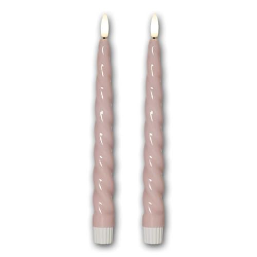 2er Set LED Stabkerzen "SHINE", Höhe 25cm, Durchmesser 2,1cm, Echtwachs gedreht, Timerfunktion, 3D Flamme, rosa 2er Set LED Stabkerzen "SHINE", Höhe 25cm, Durchmesser 2,1cm, Echtwachs gedreht, Timerfunktion, 3D Flamme, rosa von Star