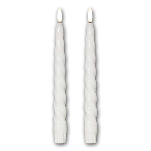 2er Set LED Stabkerzen "SHINE", Höhe 25cm, Durchmesser 2,1cm, Echtwachs gedreht, Timerfunktion, 3D Flamme, weiß 2er Set LED Stabkerzen "SHINE", Höhe 25cm, Durchmesser 2,1cm, Echtwachs gedreht, Timerfunktion, 3D Flamme, weiß von Star
