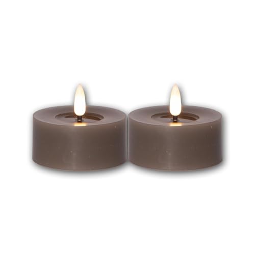 Star Trading 060-10 LED-Echtwachs-Kerze "Flamme Flow T-Light" 2er Set, taupe, Wachsspiegeloptik, ca. 5,5x7 cm, naturgetreue Flamme, Batterie, Timer, Vierfarb-Karton Star Trading 060-10 LED-Echtwachs-Kerze "Flamme Flow T-Light" 2er Set, taupe, Wachsspiegeloptik, ca. 5,5x7 cm, naturgetreue Flamme, Batterie, Timer, Vierfarb-Karton von Star
