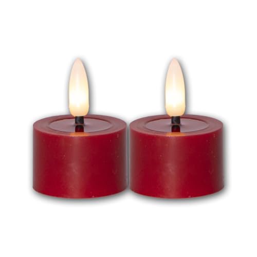 Star Trading 060-02 LED-Echtwachs-Kerze "Flamme Flow", 2er Set rot, Wachsspiegeloptik, je 4 x 5 cm, naturgetreue Flamme, inkl. Batterie, Timer, Vierfarb-Karton Star Trading 060-02 LED-Echtwachs-Kerze "Flamme Flow", 2er Set rot, Wachsspiegeloptik, je 4 x 5 cm, naturgetreue Flamme, inkl. Batterie, Timer, Vierfarb-Karton von Star