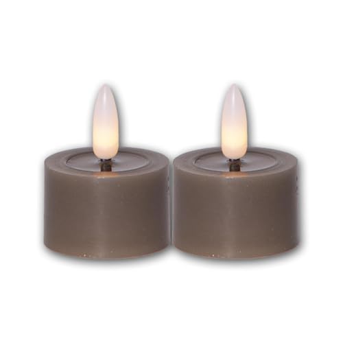 Star Trading 060-05 LED-Echtwachs-Kerze "Flamme Flow", 2er Set taupe, Wachsspiegeloptik, je 4 x 5 cm, naturgetreue Flamme, inkl. Batterie, Timer, Vierfarb-Karton Star Trading 060-05 LED-Echtwachs-Kerze "Flamme Flow", 2er Set taupe, Wachsspiegeloptik, je 4 x 5 cm, naturgetreue Flamme, inkl. Batterie, Timer, Vierfarb-Karton von Star