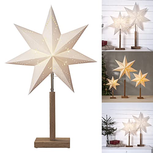 Fensterstern mit Beleuchtung | Weihnachtsdeko Innen | Papierstern | Weihnachtslampe| Weihnachtsstern beleuchtet stehend | Standleuchte Stern Weihnachten von Star