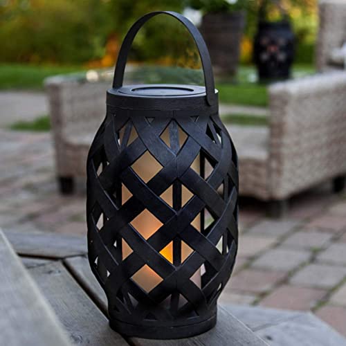 Garten-Laterne FLAME L black, Feuer-Effekt & Timer von Star