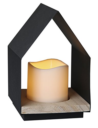 Star 062 – 90 Home Laterne mit LED Kerze Metall/Holz Schwarz 12 x 18 cm von Star